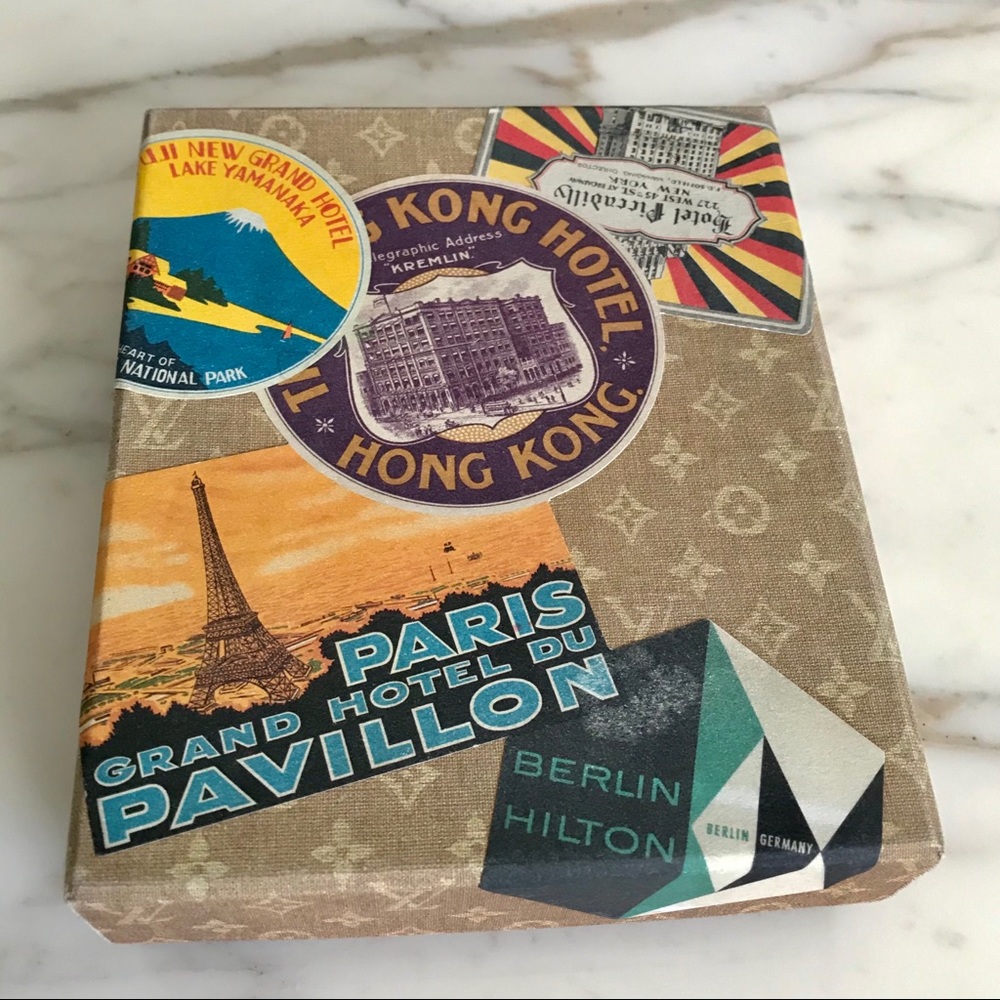 LOUIS VUITTON hotel labels postcards box